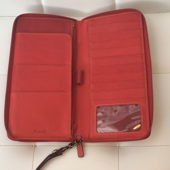 Fossil Bags Fossil Travel Wallet Red Poshmark
